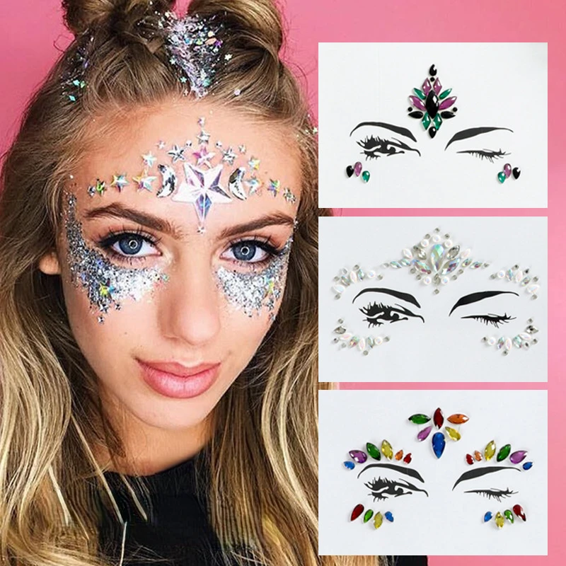 Beauty Gems Makeup - Joyas de cristal para cara, pegatinas
