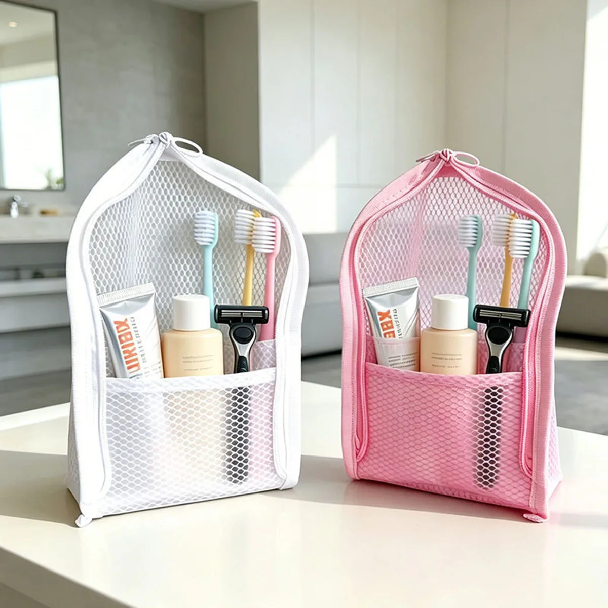 Beauty Makeup Case - Bolsa de Aseo de Malla Vertical