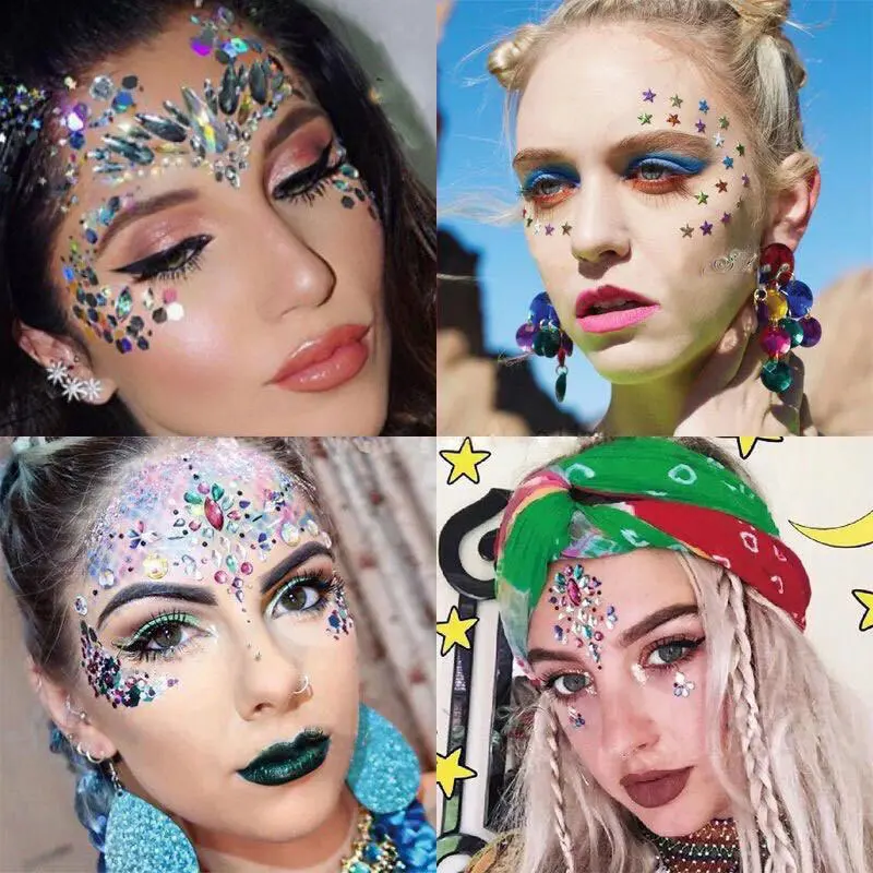 Joyas de cristal para cara, pe - Beauty Gems Makeup reseña y precio