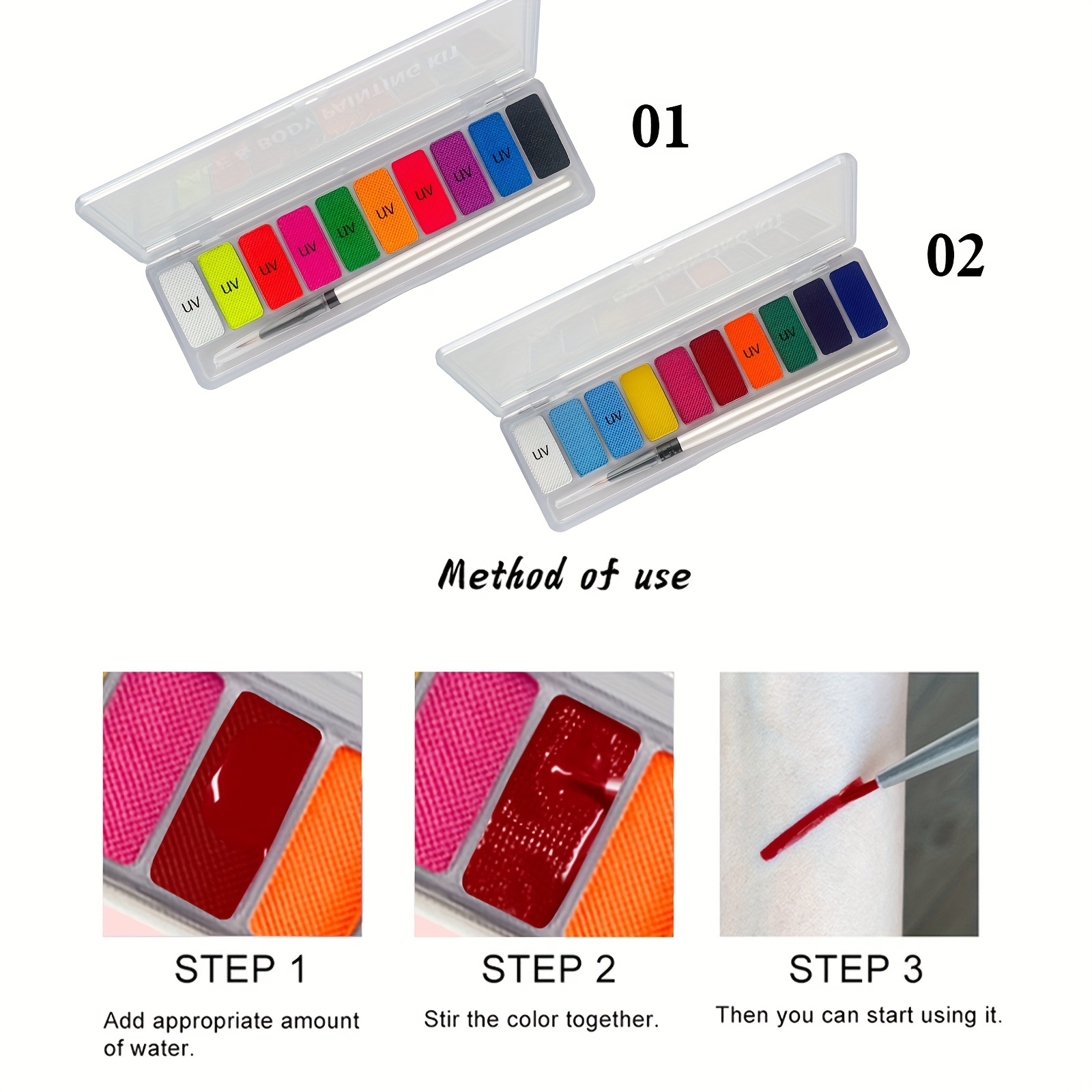 10 colores brillo fluorescente - Beauty Halloween Makeup reseña y precio