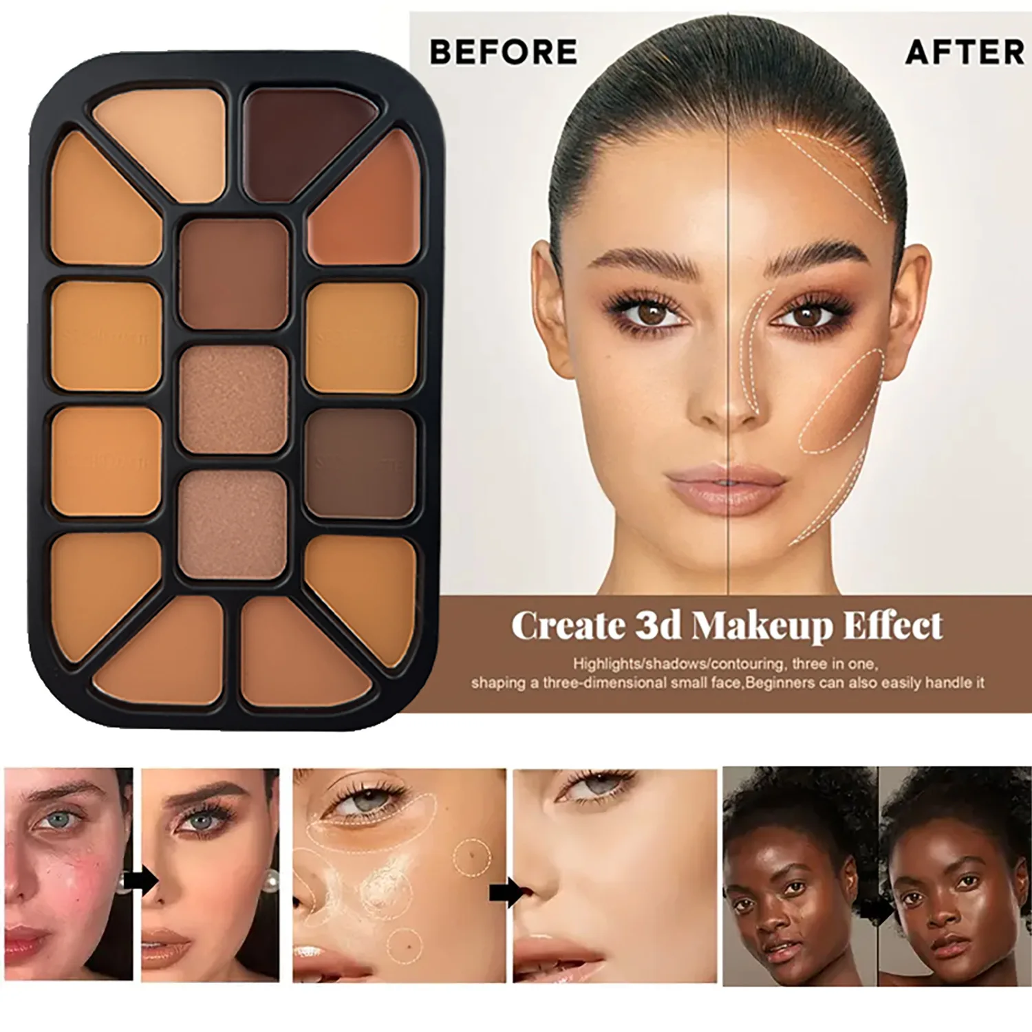 Paleta de polvos para contorno - Highlighter Bronzer Palette reseña y precio